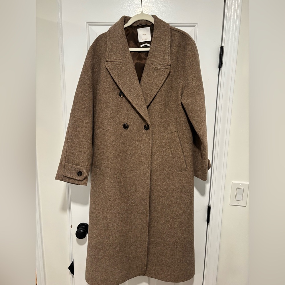 Mango Wool Blend Coat in Brown